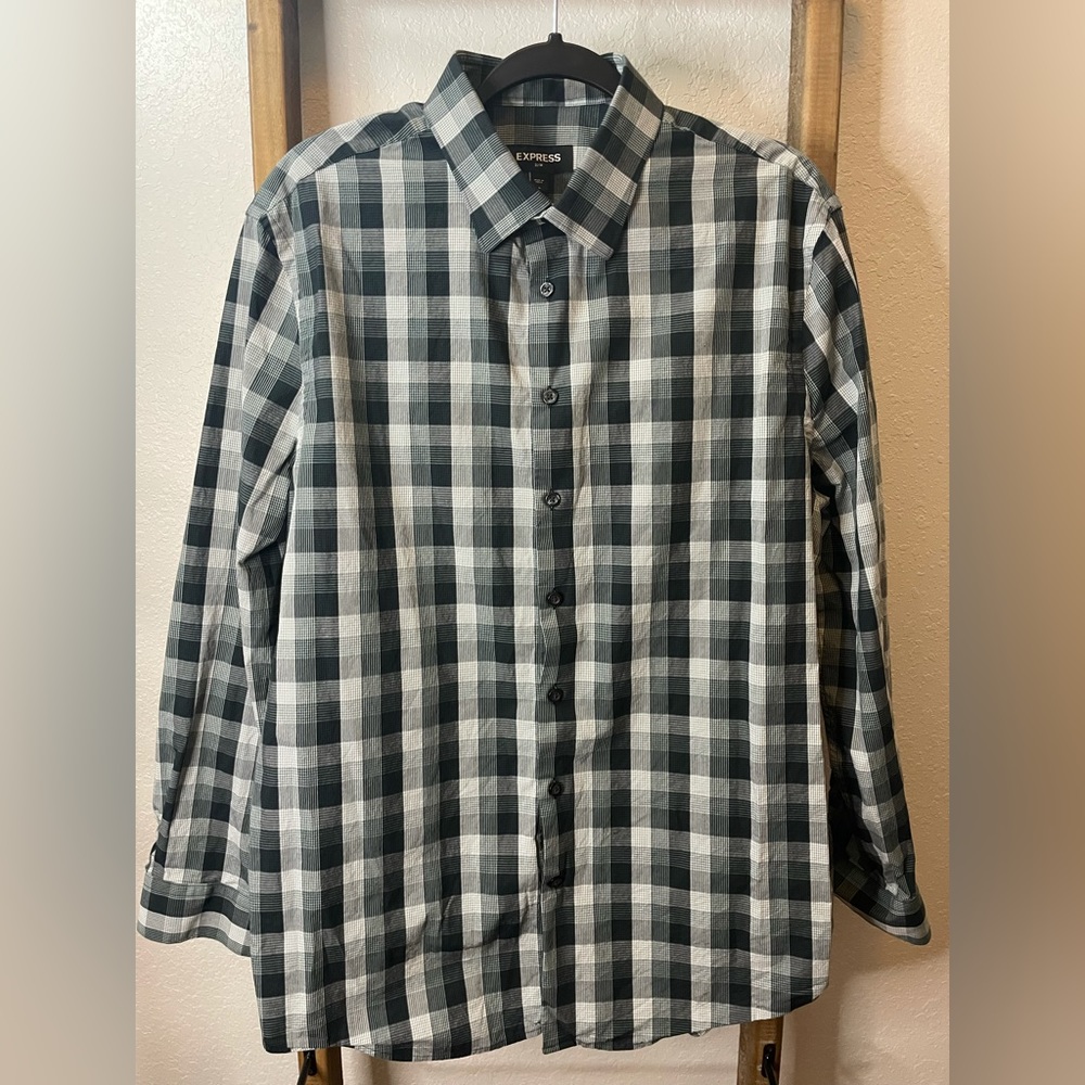 Express Slim Garlan Plaid Long Sleeve Dress Shirt